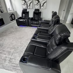 5 Ashley Power Recliner with Adjustable Headrest Set – (5 Recliners In Total)