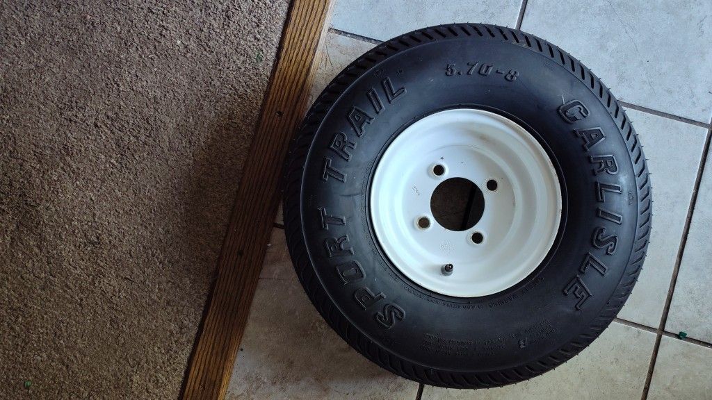CARLISLE SPORT TRAIL 5.70-8 LOAD RANGE B TRAILER WHEEL WITH TIRE 4 LUG (BRAND NEW)