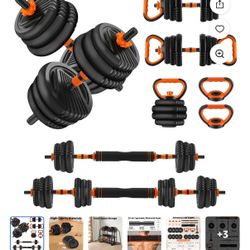 4 in 1, 55LB Adjustable Dumbell set