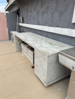 Long marble table for kitchen or backyard