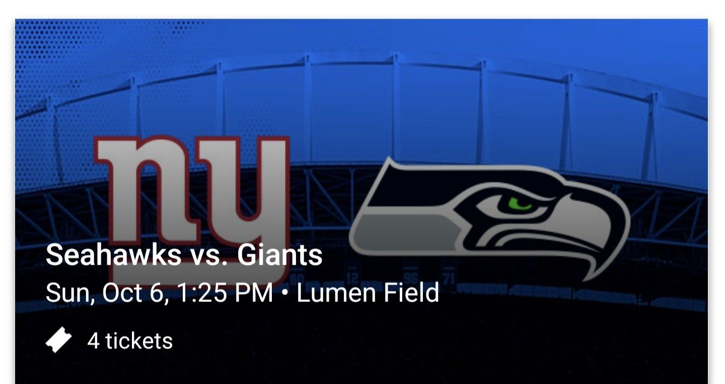 Seahawks Vs Giants 2 Tickets Section 112 Row R