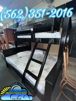 Twin Full Black Bunk Bed With Mattresses Colchones Nuevos New Cama Litera 