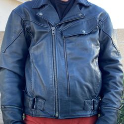 ULTIMATE RIDER Black Leather Thinsulate 3M Removable Lining Motorcycle Riding Biker Jacket size 42
