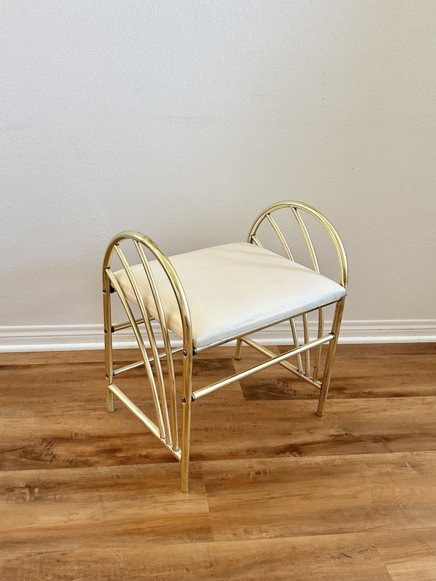 Vintage Bench Stool Chair Gold Brass