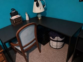 Glass-Top L Shaped Desk
