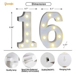 Led Light Up Number 16