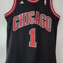 Derrick Rose #1 Adidas Jersey, Black, Embroidery SMALL  +2 Length 