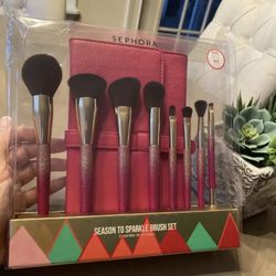 SEPHORA x HOLIDAY SEASON TO SPARKLE LIMITED ED 8 PIECE BRUSH SET + BAG $160 MSRP