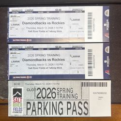 Spring Training Tickets + Parking - Diamondbacks vs. Rockies March 12, 2026, Salt River Fields