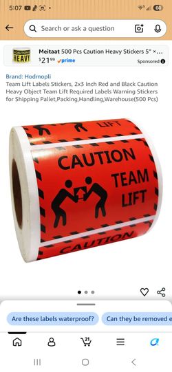 2 rollsTeam Lift Labels Stickers (1000pcs)