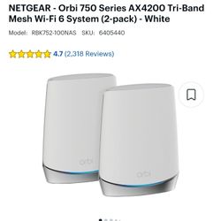 NETGEAR - Orbi 750 Series AX4200 Tri-Band Mesh Wi-Fi 6 System (2-pack) Wireless Router - White