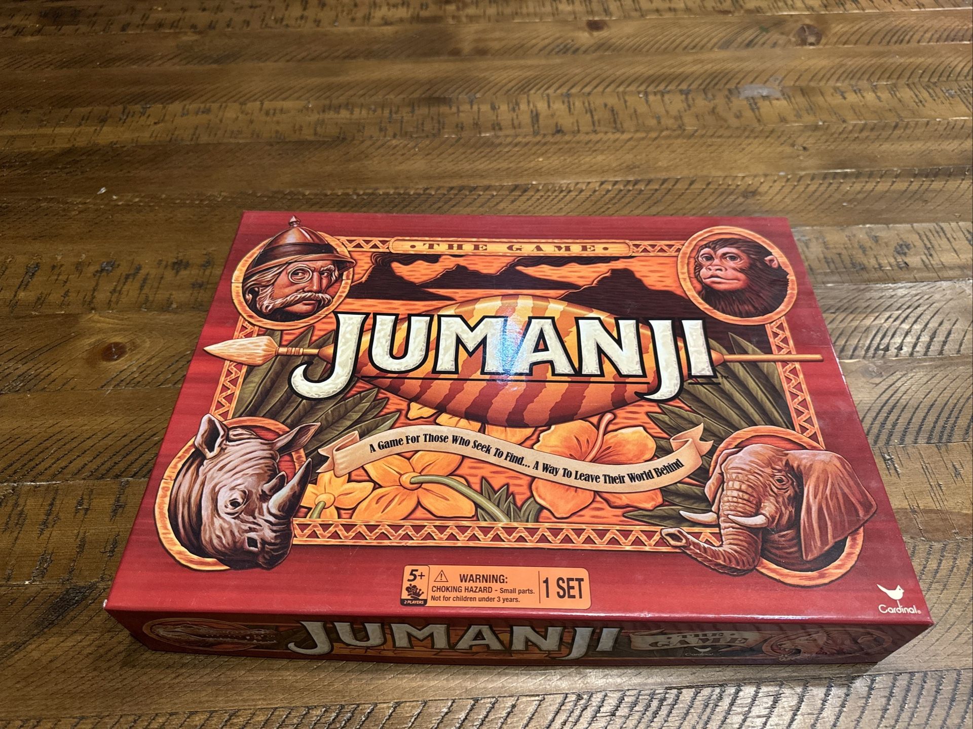 JUMANJI Wood Play Pieces Wooden Board Game CARDINAL Complete With Original Box