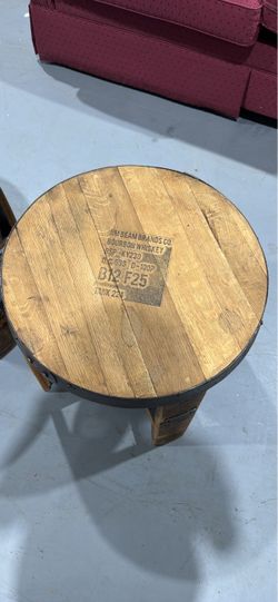Hungarian Workshop Bourbon Barrel End Tables – Buffalo Trace & Jim Beam – Pair