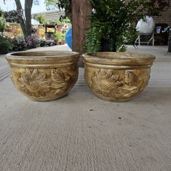 Sunflower Rustic Clay Pots (Planters) Plants. Pottery, Talavera $45 cada una.