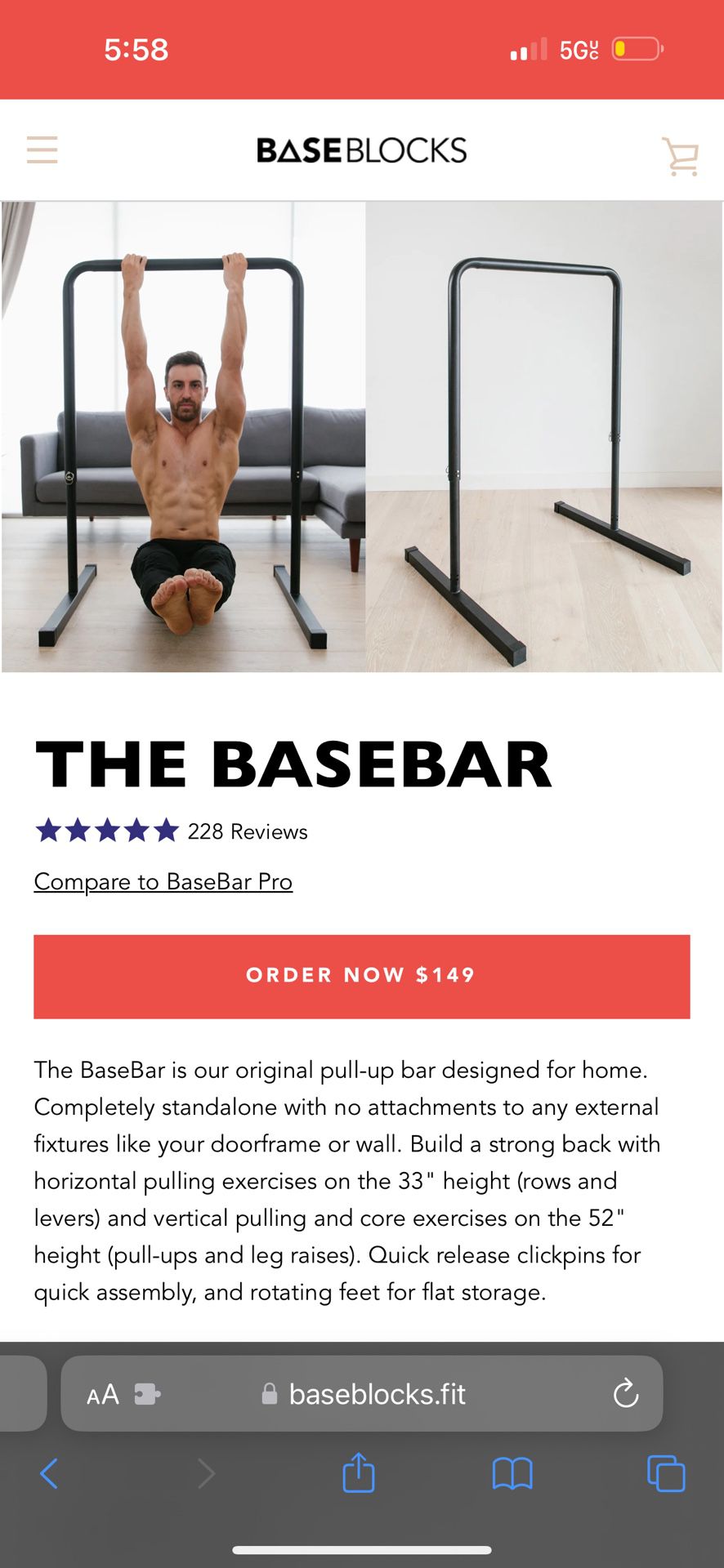 Base bar/ Home Gym Pull Up Bar