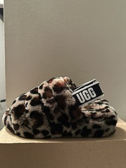 UGG Fuzzy Slippers Sandals In Cheetah Leopard Print