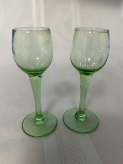 Green Glass Cordials (not uranium) (2)-1oz