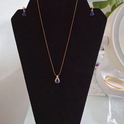 Necklace Blue With Clear Rhinestones