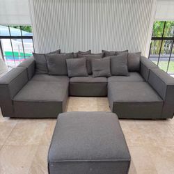 Large 6 piece modular cloud couch Grey