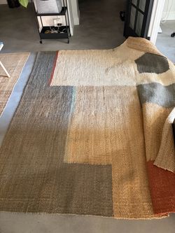 AllModern 9x12 Jute Rug with Rug Pad, Abstract Color-Block