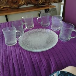 8 GLASS CUPS & PLATES
