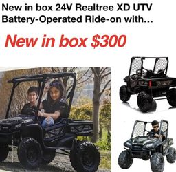 New in box 24V Realtree XD UTV Battery-Operated Ride-on with Remote, Kids 3+ Years, $250firm cash only east Palmdale