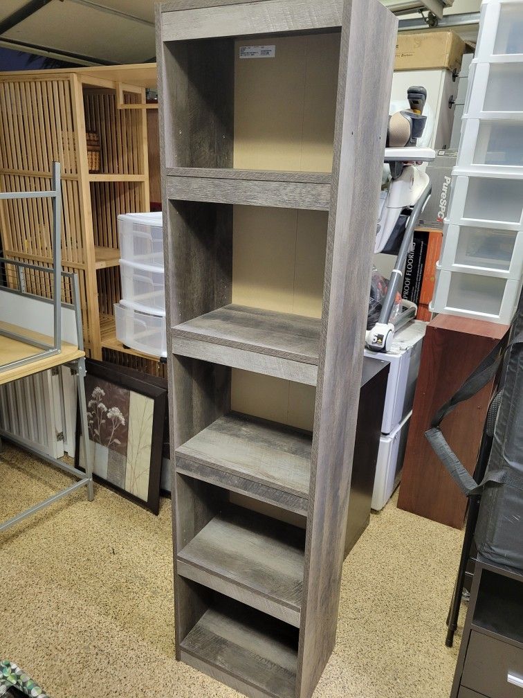 Gray Grey Ashley Furniture Ew0440 Wood 5 Shelf Pier Gray Bookcase Display Shelves Shelving Cabinet Unit Modern Contemporary