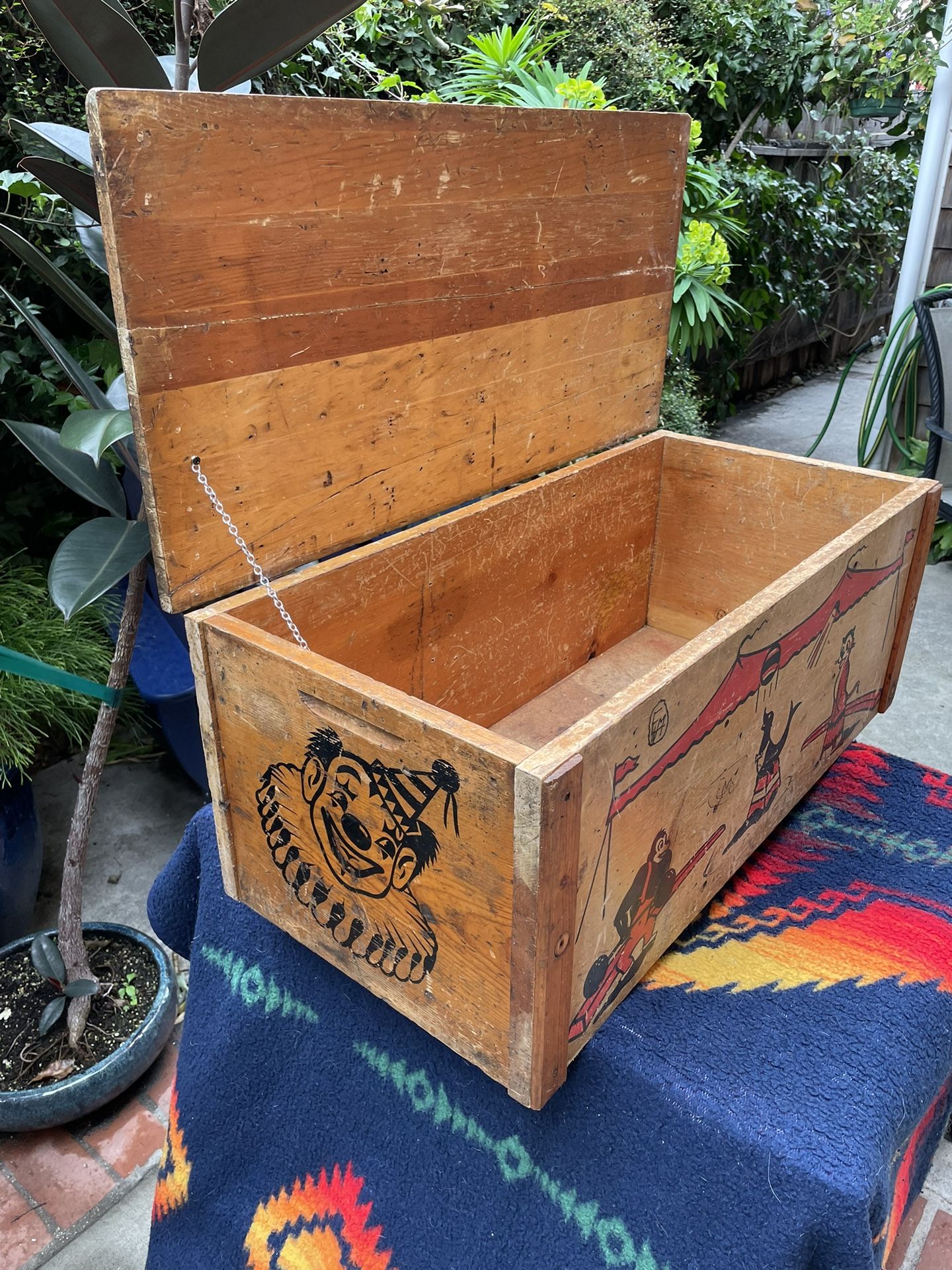 50’s Vintage Wooden Circus Toy Box