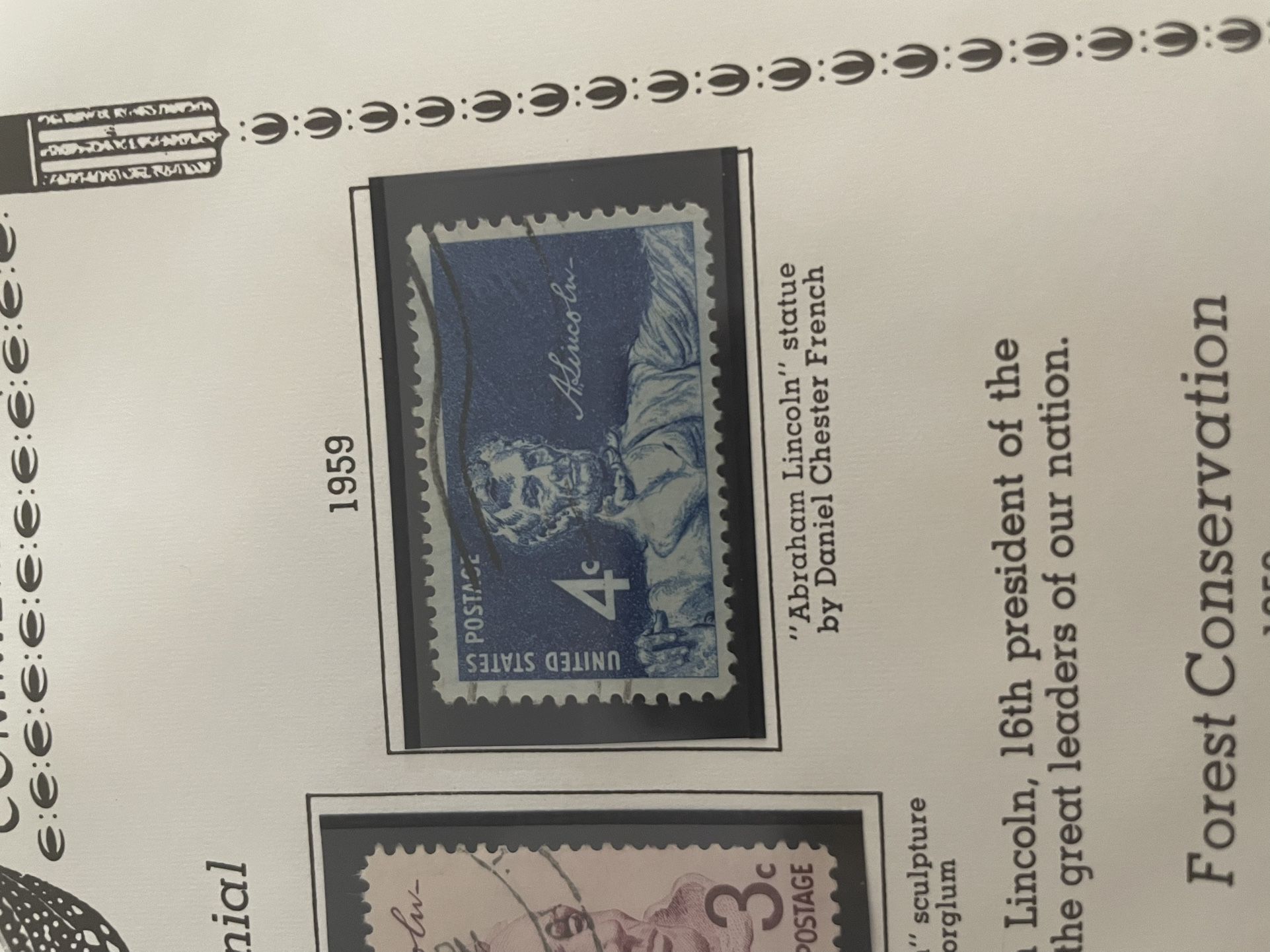 Statue of Abraham Lincoln 4 cents stamp, Blue,  Stamp