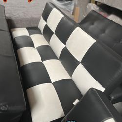 White And Black Futon Couch New Sofa Convertible Cama 