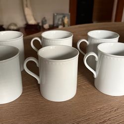 6 Crate & Barrel Staccato Mug White Porcelain 8 oz