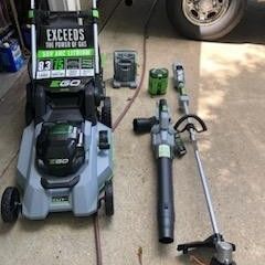 EGO Push Mower,  Weedeater,  Blower, Battery & Charger all for 1100.00