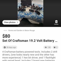 Set Of Craftsman 19.2 Volt Battery Power Tools