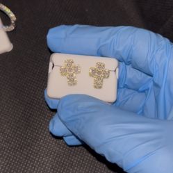 Moissanite Cross Earrings 