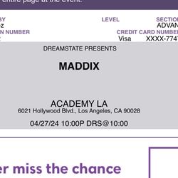 2 Tickets To Maddix In Academy La Venue 