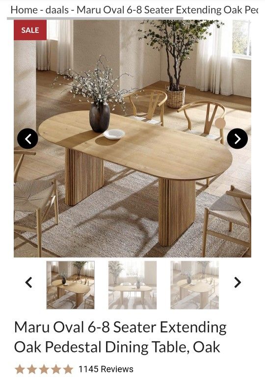 Extendable oval dining table - white oak