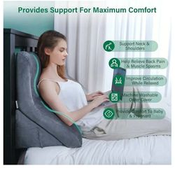 New Sealed Vekkia Headboard Bed Wedge Pillow Set Foam, Adjustable Bolsters for Body Positioners, Reading Bedrest Throw Pillows with Removable Cover fo