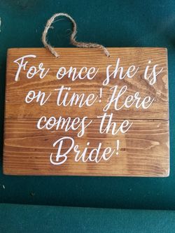 Wooden rustic wedding signs.
