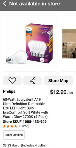 BRAND NEW NIB SEALED Philips 60-Watt A19 E26 LED Light Bulbs 4-Pack