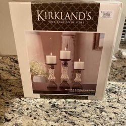 Kirkland set of 3 candles holders set. brand new