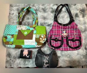 Cathy's Crafts and Disney Floral Patchwork and Plaid Shoulder Bags Bundle