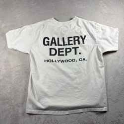 Gallery Dept Shirt Men’s S Beige Hollywood CA Double Sided Logo Streetwear #6A