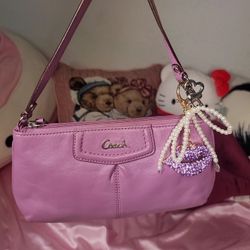 Coach Pink/ Lavender Leather Mini Clutch Bag/Wristlet 