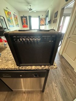 guitar + small practice amp setup.