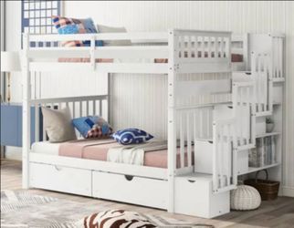 Full over full size , bunk bed with stairway