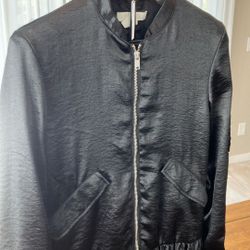 H&M Black Satin-Finish Bomber Jacket