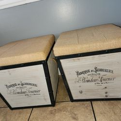 Wine Themed Storage Ottomans - Set of 2