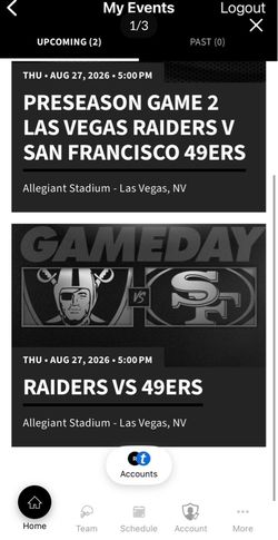 2 tickets Preseason Game 2 Las Vegas Raiders v San Francisco 49ers