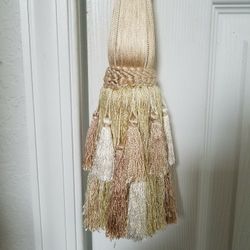 TASSLE, LARGE SIZE, GOLD & BEIGE FRINGE, IN STORE $25