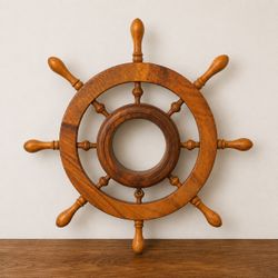 Beautiful Vintage Solid Wood Ship Wheel